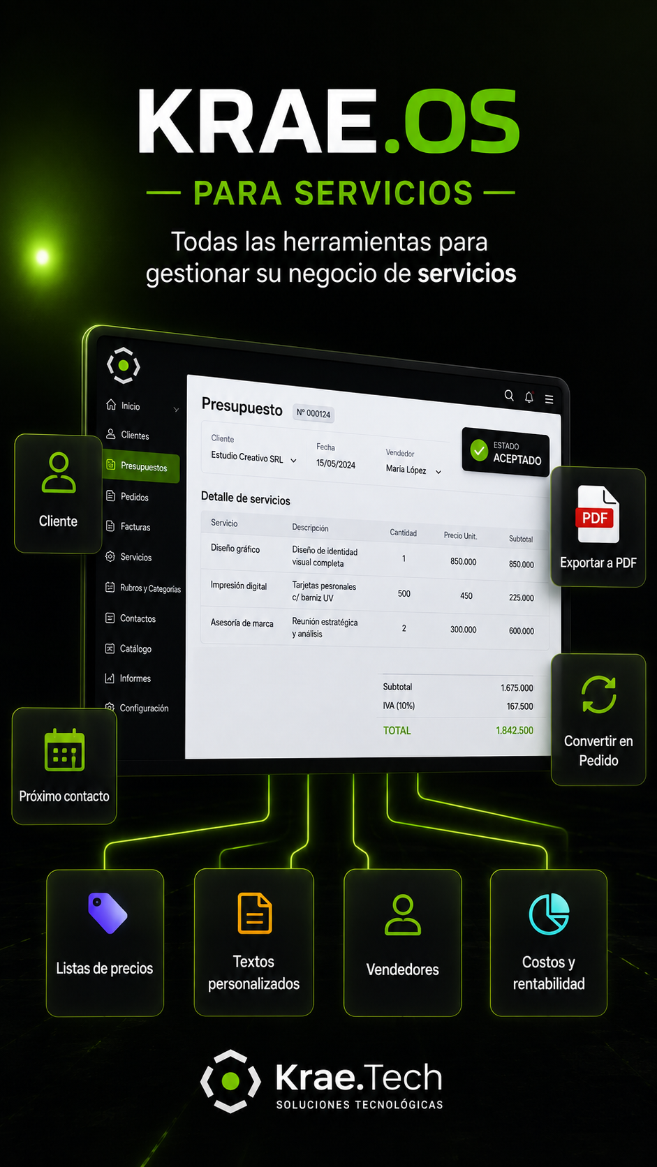 Krae.OS para empresas de servicios